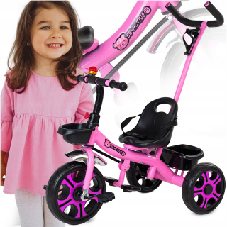 BE-ACTIVE.PL trojkolka Bicykel, detská trojkolka, jazda, čierna, ružová